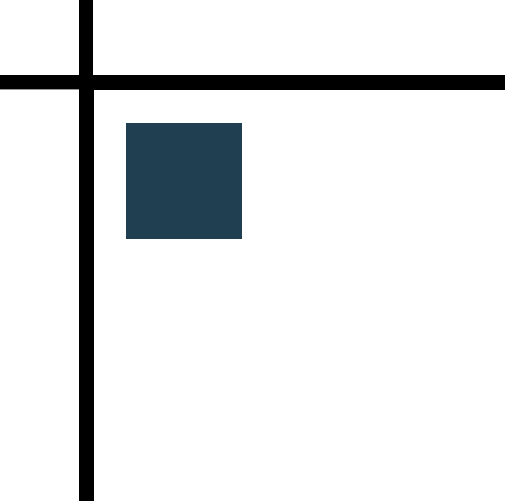 A green background with black lines and a blue square.
